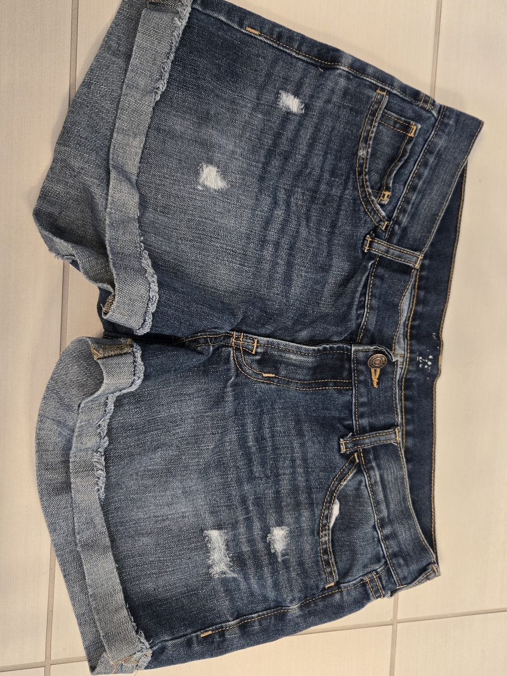Old Navy Distressed Dark Blue Denim Jean Shorts